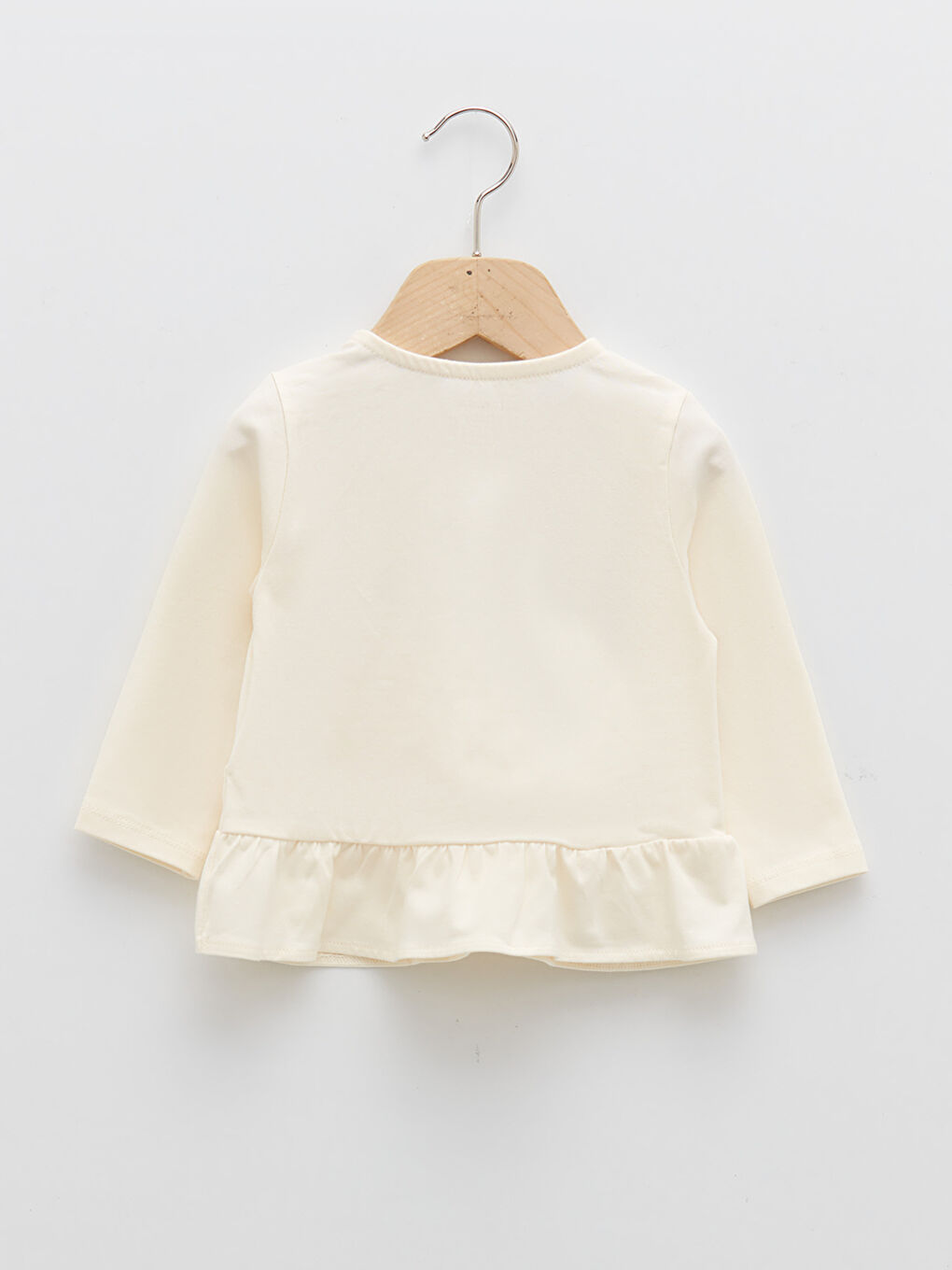 تيشيرت ياقة دائرية كم طويل مطبوع قطن بنات رضع - مجموعة من قطعتين-4