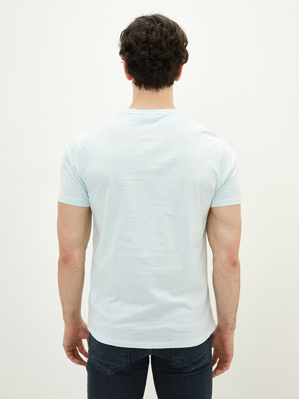 تيشيرت رجالي ياقة دائرية كم قصير مطبوع قطن ممشط-4