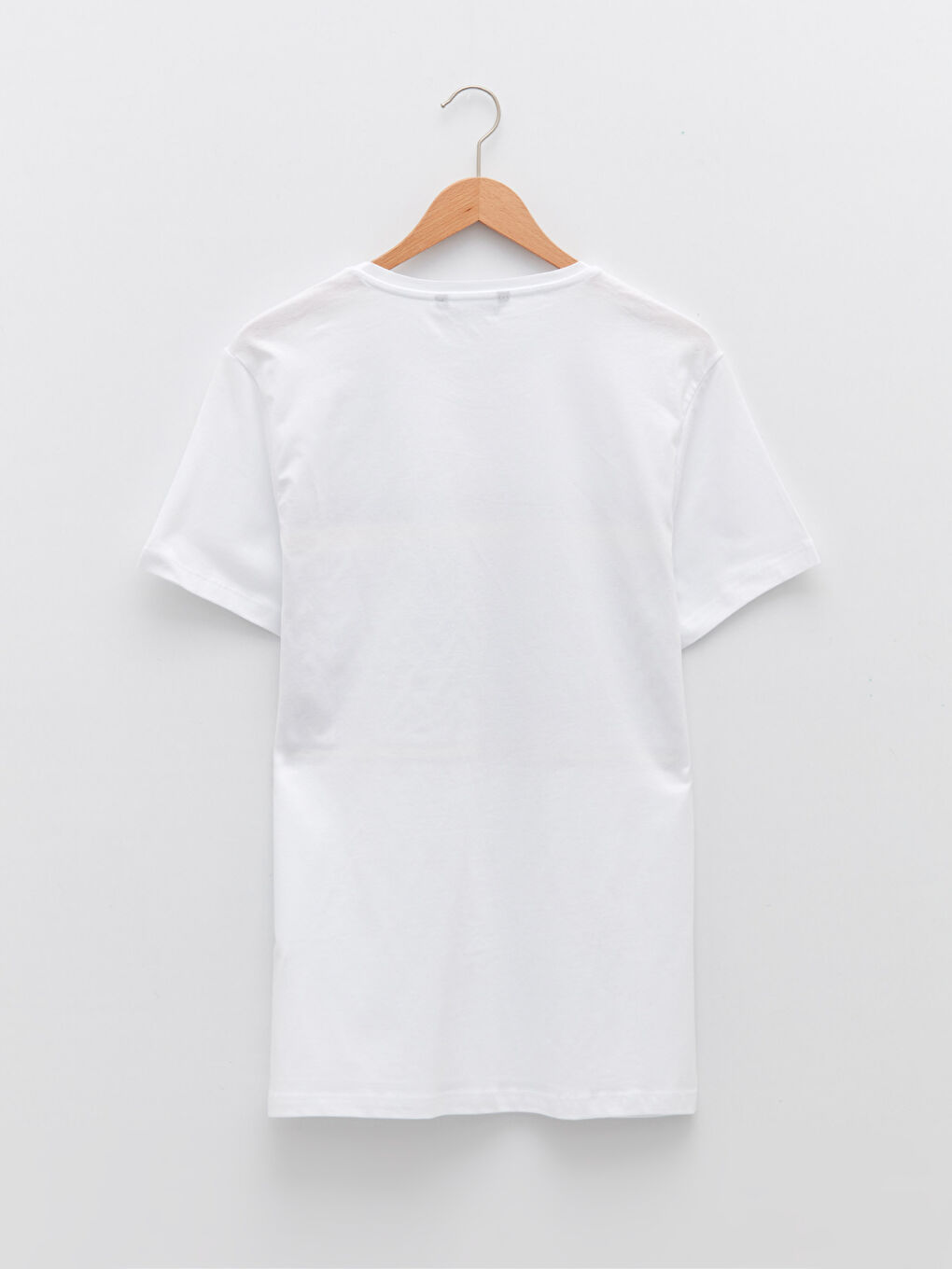 Beyaz Bisiklet Yaka Kısa Kollu Desenli Penye Erkek Tişört-6