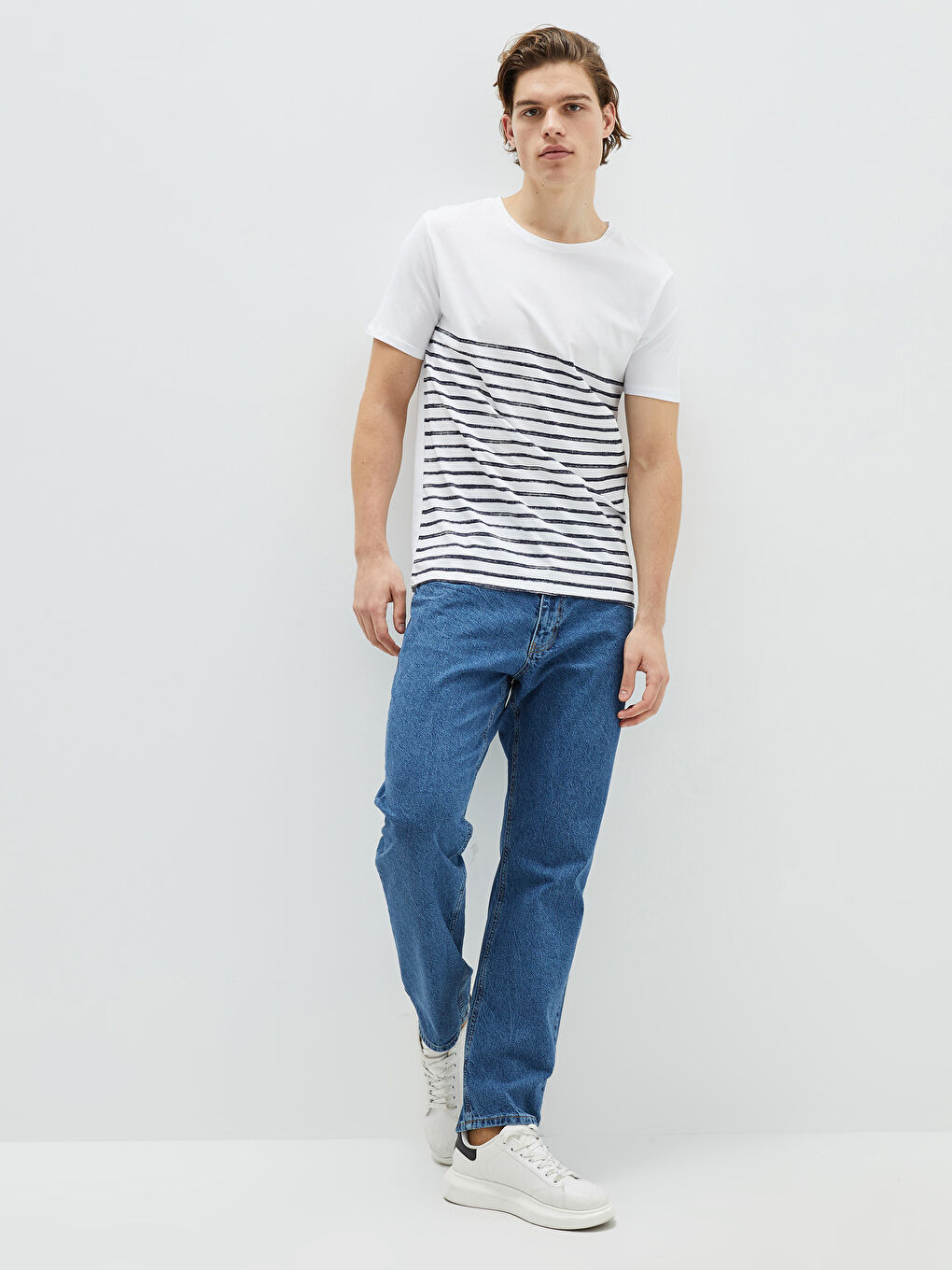 Crew Neck Short Sleeve Striped Jersey Men's T-Shirt-3