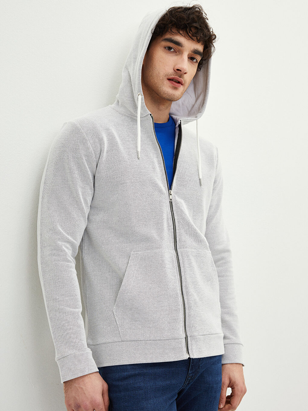 Hooded Long Sleeve Zipper Men's Sweatshirt -S25272Z8-J2B