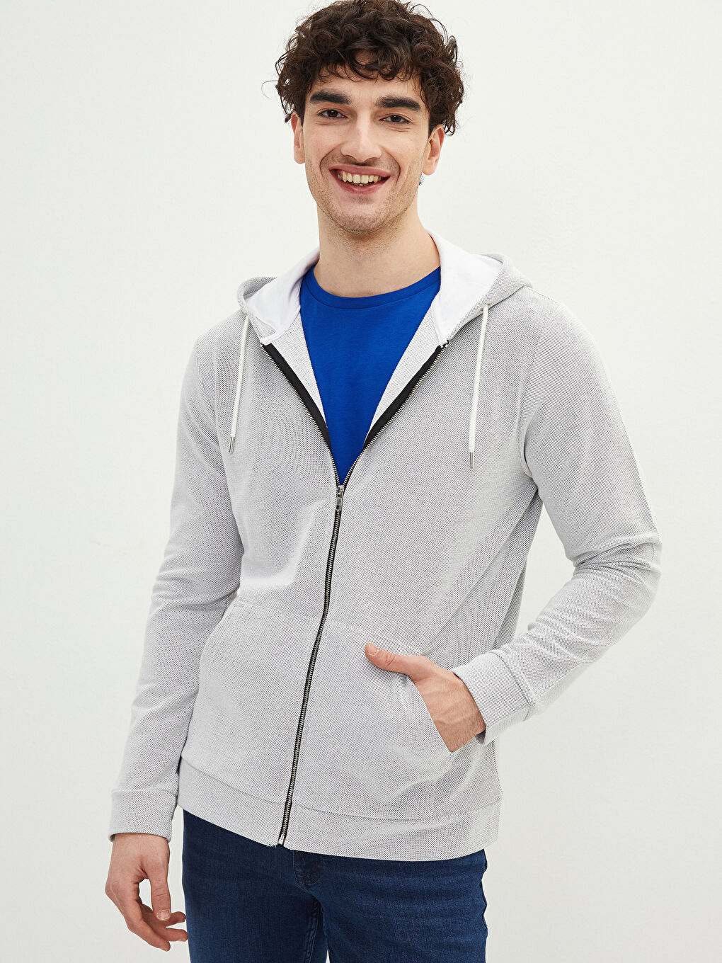 Hooded Long Sleeve Zipper Men's Sweatshirt -S25272Z8-J2B