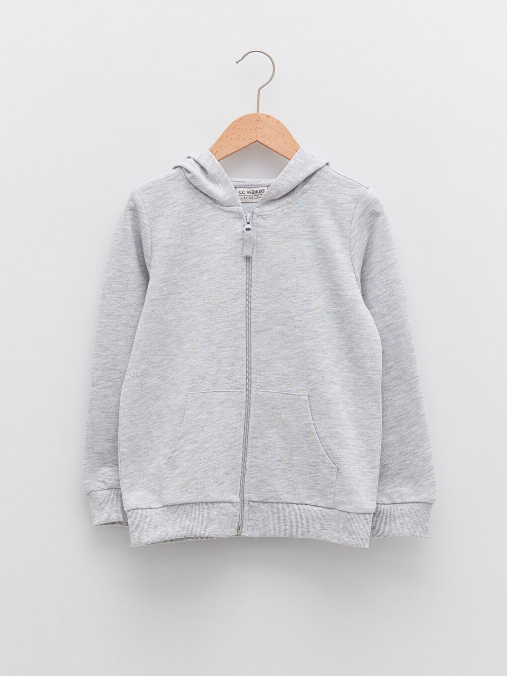 LCW Kids Hooded Basic Long Sleeve Girls' Zippered Sweatshirt -S25274Z4-847