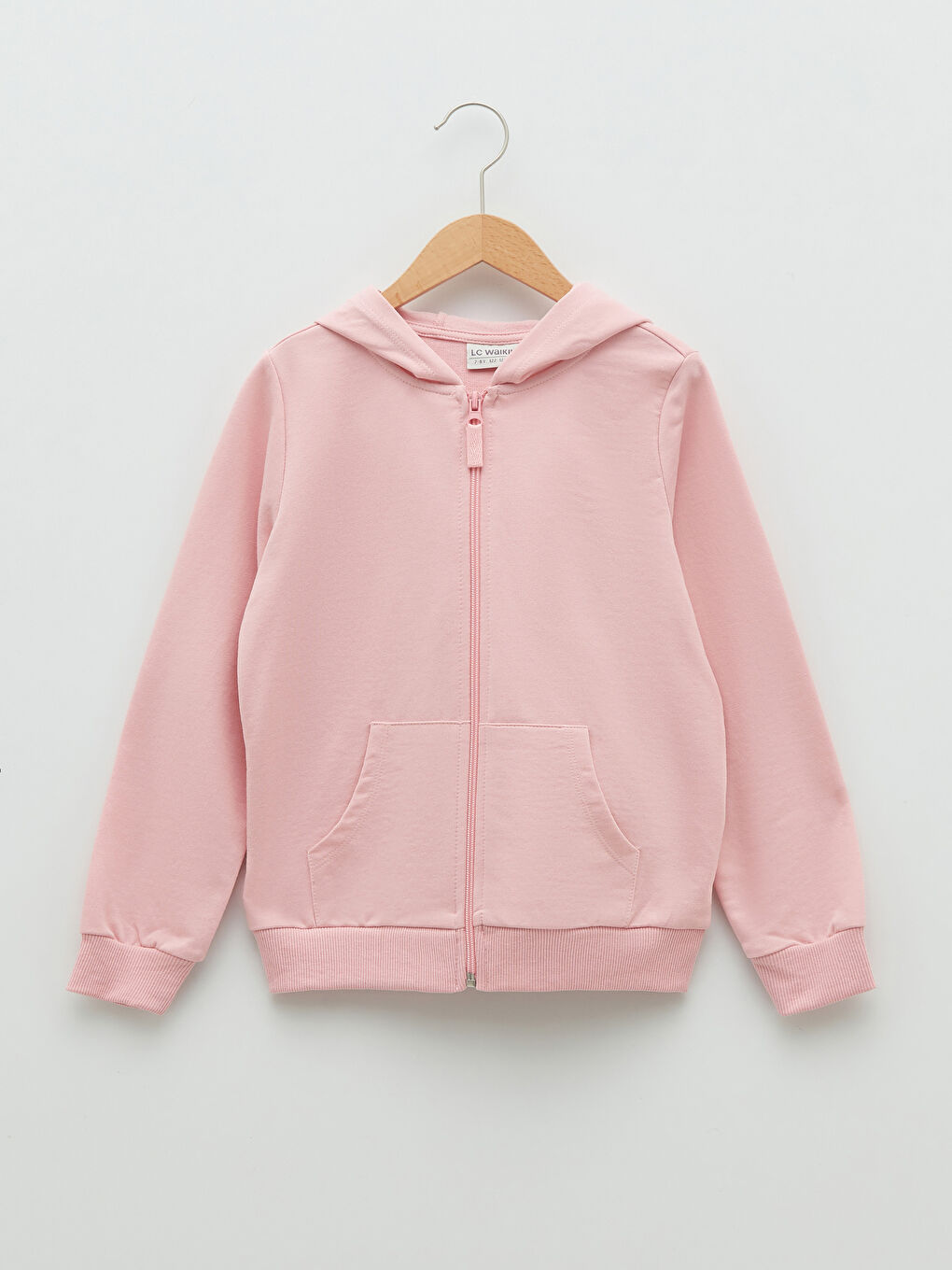 LCW Kids Hooded Basic Long Sleeve Girls' Zippered Sweatshirt -S25274Z4-G0G