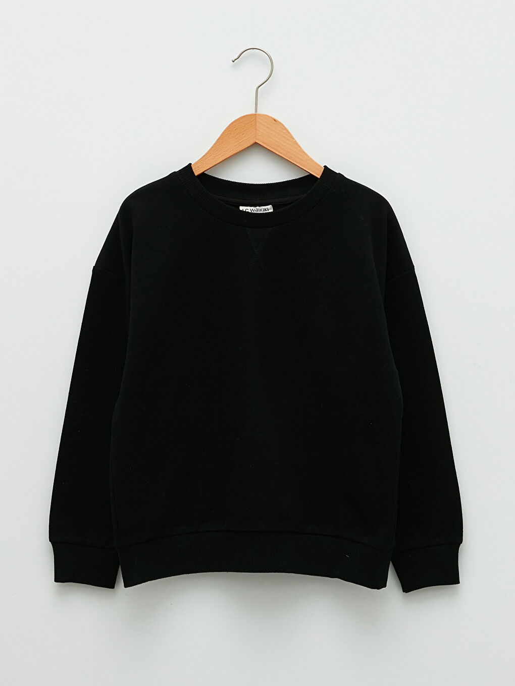 Siyah Bisiklet Yaka Basic Uzun Kollu Kız Çocuk Sweatshirt