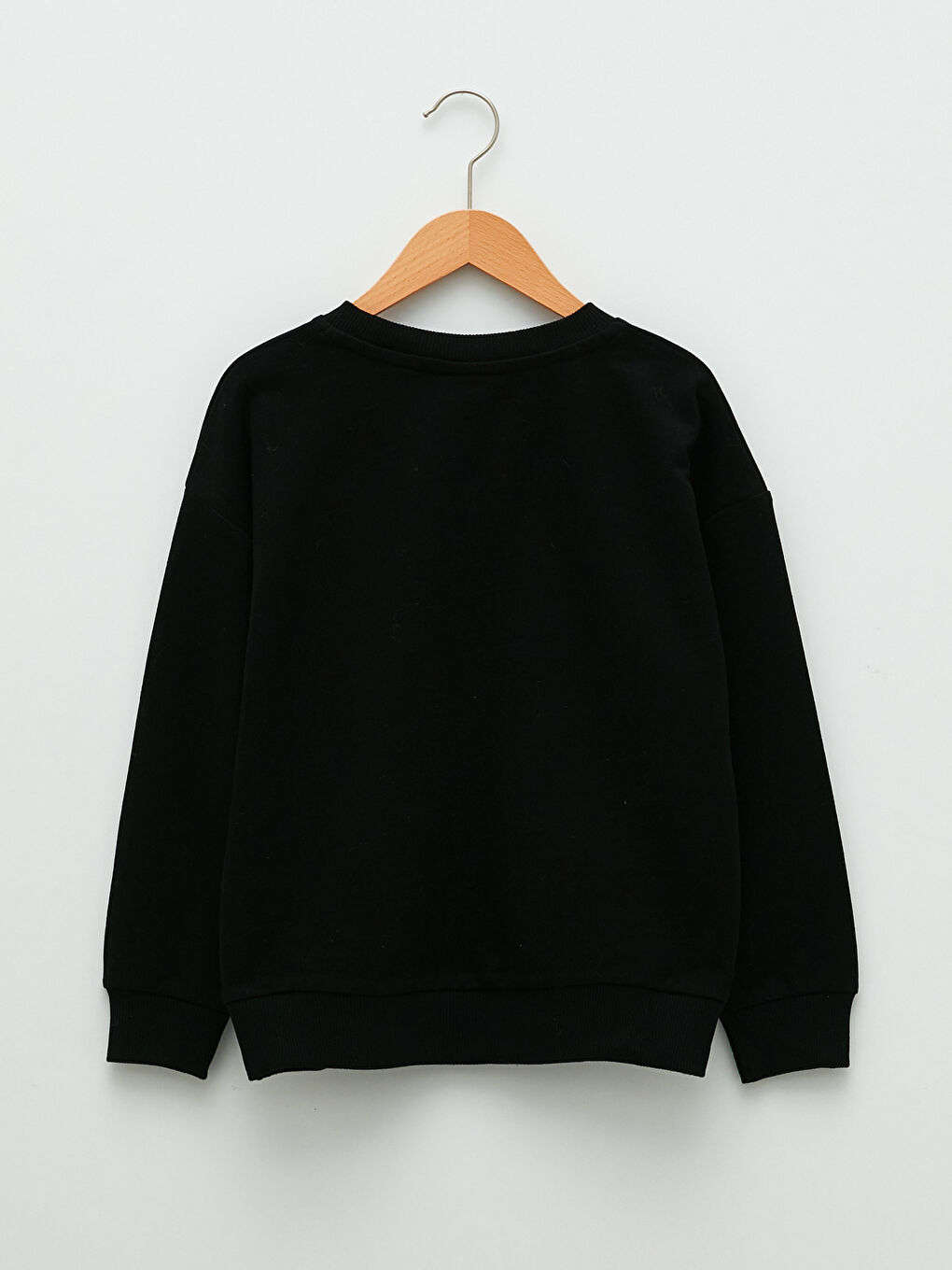 Siyah Bisiklet Yaka Basic Uzun Kollu Kız Çocuk Sweatshirt-1