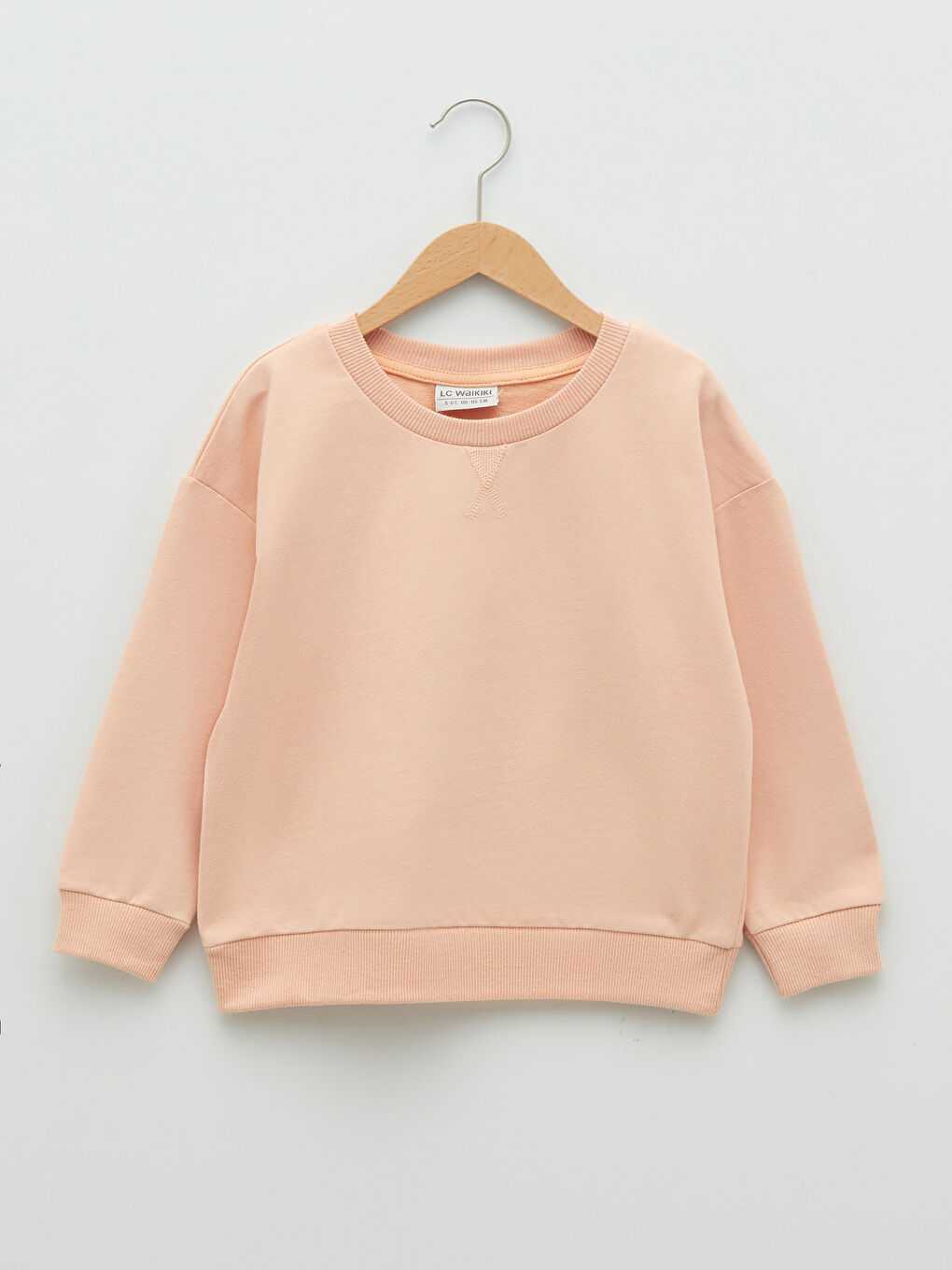 Pembe Bisiklet Yaka Basic Uzun Kollu Kız Çocuk Sweatshirt