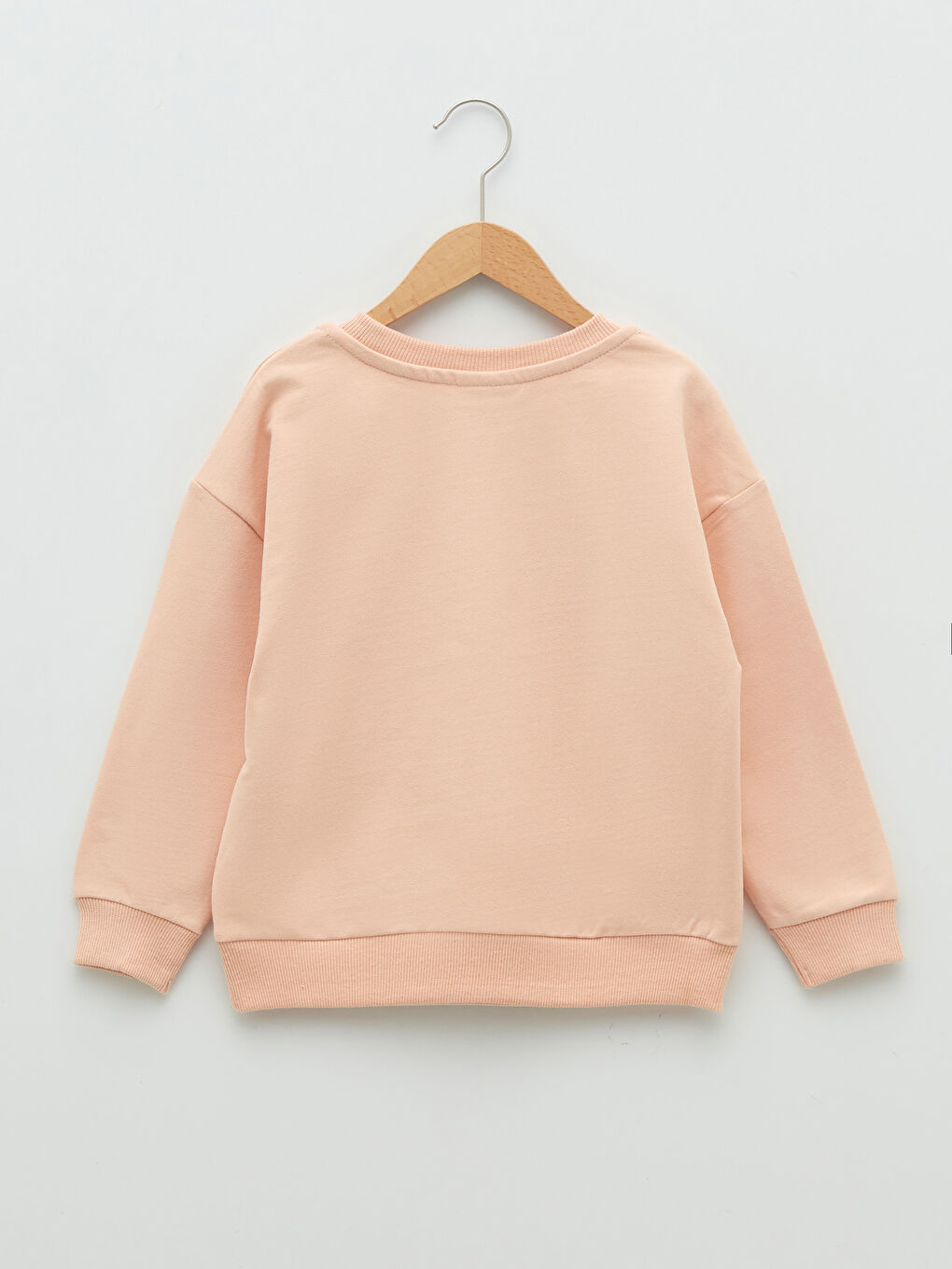 Pembe Bisiklet Yaka Basic Uzun Kollu Kız Çocuk Sweatshirt-1