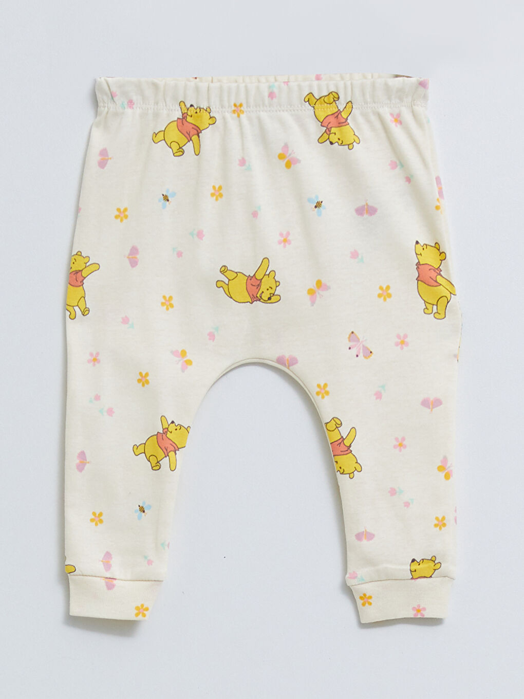 Pembe Bisiklet Yaka Kısa Kollu Winnie the Pooh Pamuklu Kız Bebek 3'lü Takım-2