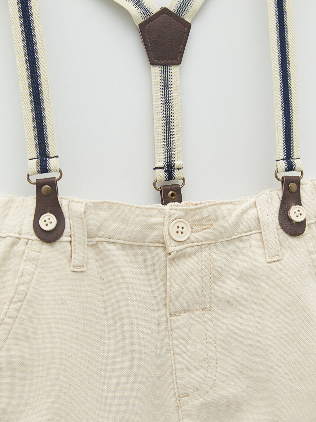 Elastic Waist Basic Bag Baby Boy Trousers and Suspenders 2 Piece Set-6