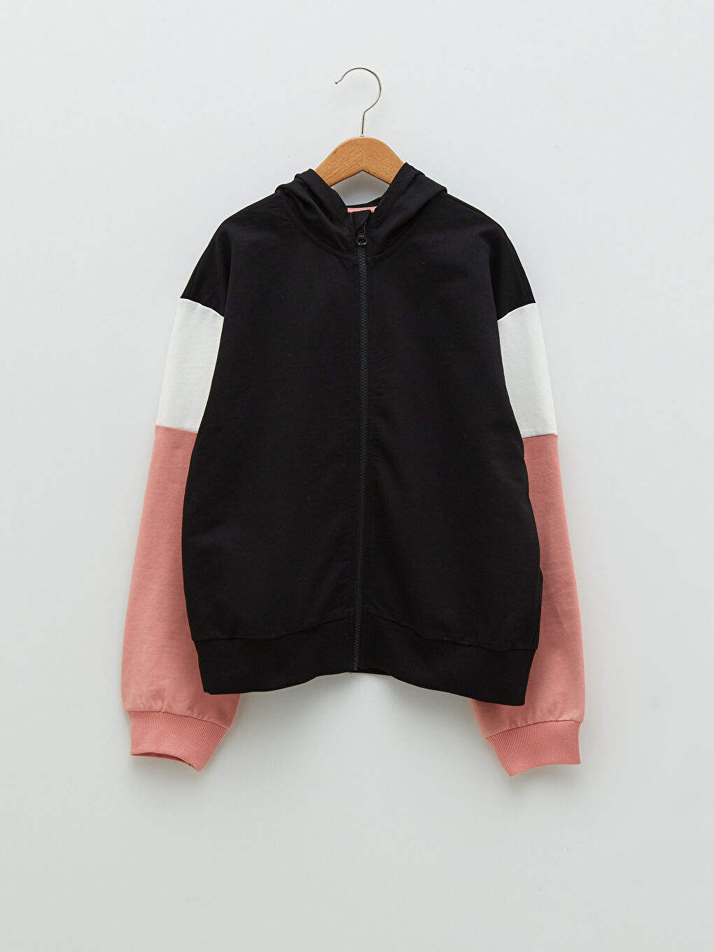 سويت شيرت بسحاب بكابوش كم طويل بناتي بلوك الألوان