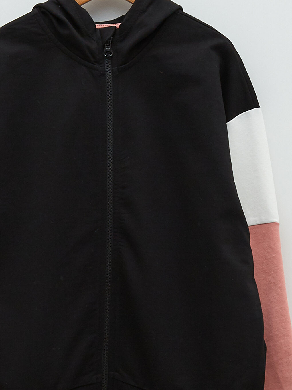 سويت شيرت بسحاب بكابوش كم طويل بناتي بلوك الألوان-2