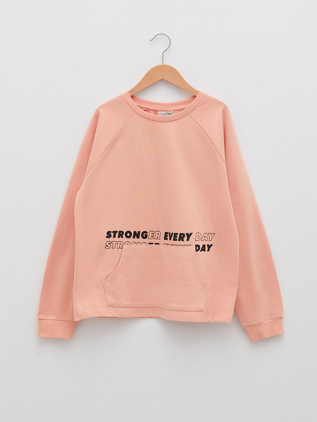 Pembe Bisiklet Yaka Baskılı Uzun Kollu Kız Çocuk Sweatshirt