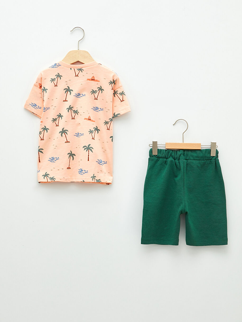 Mercan Bisiklet Yaka Kısa Kollu Baskılı Erkek Bebek Tişört ve Şort 2'li Takım-1