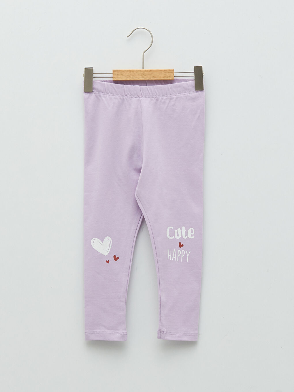 Lila Beli Lastikli Baskılı Kız Bebek Tayt