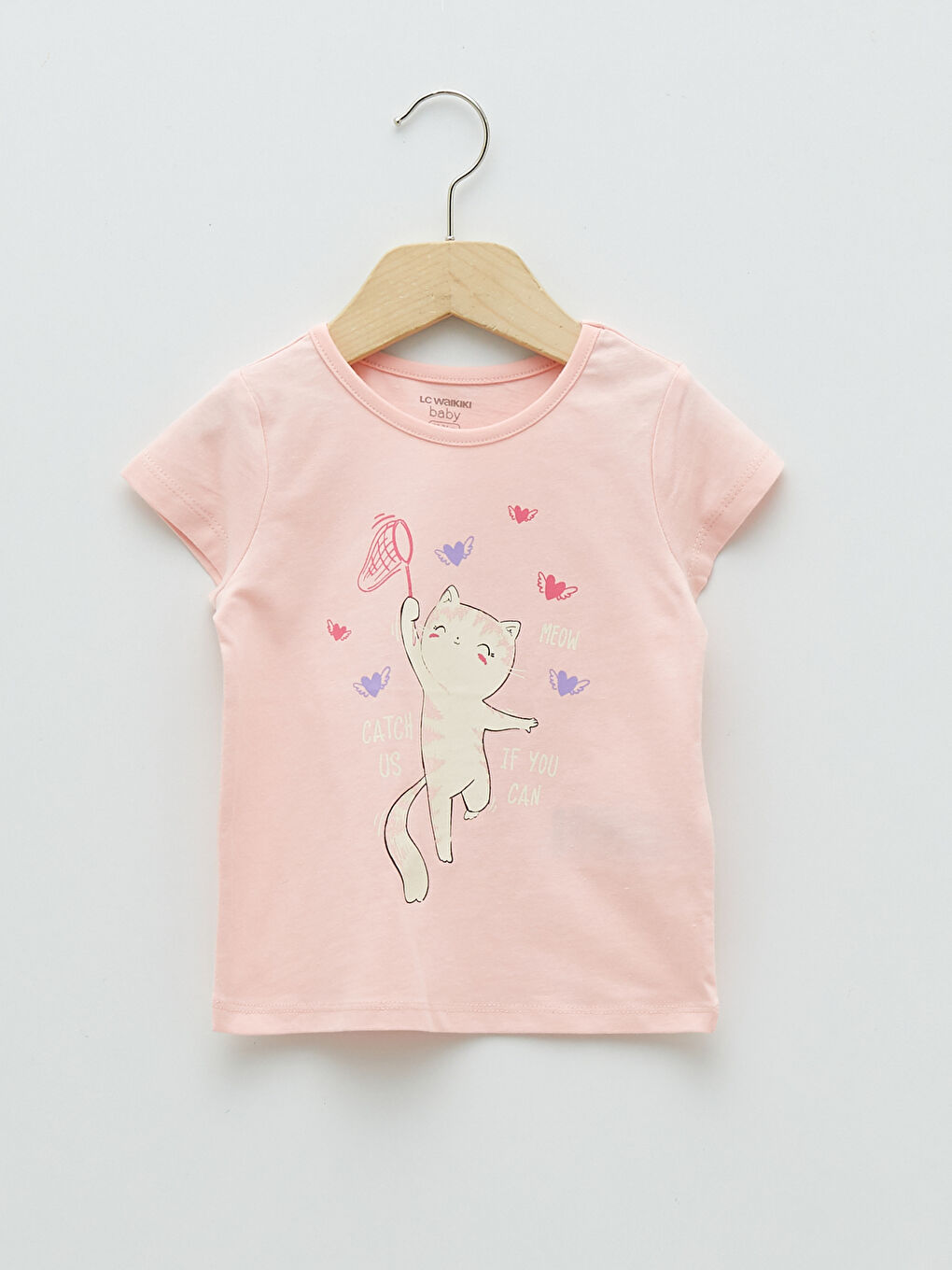 Crew Neck Short Sleeve Printed Baby Girls' T-Shirt