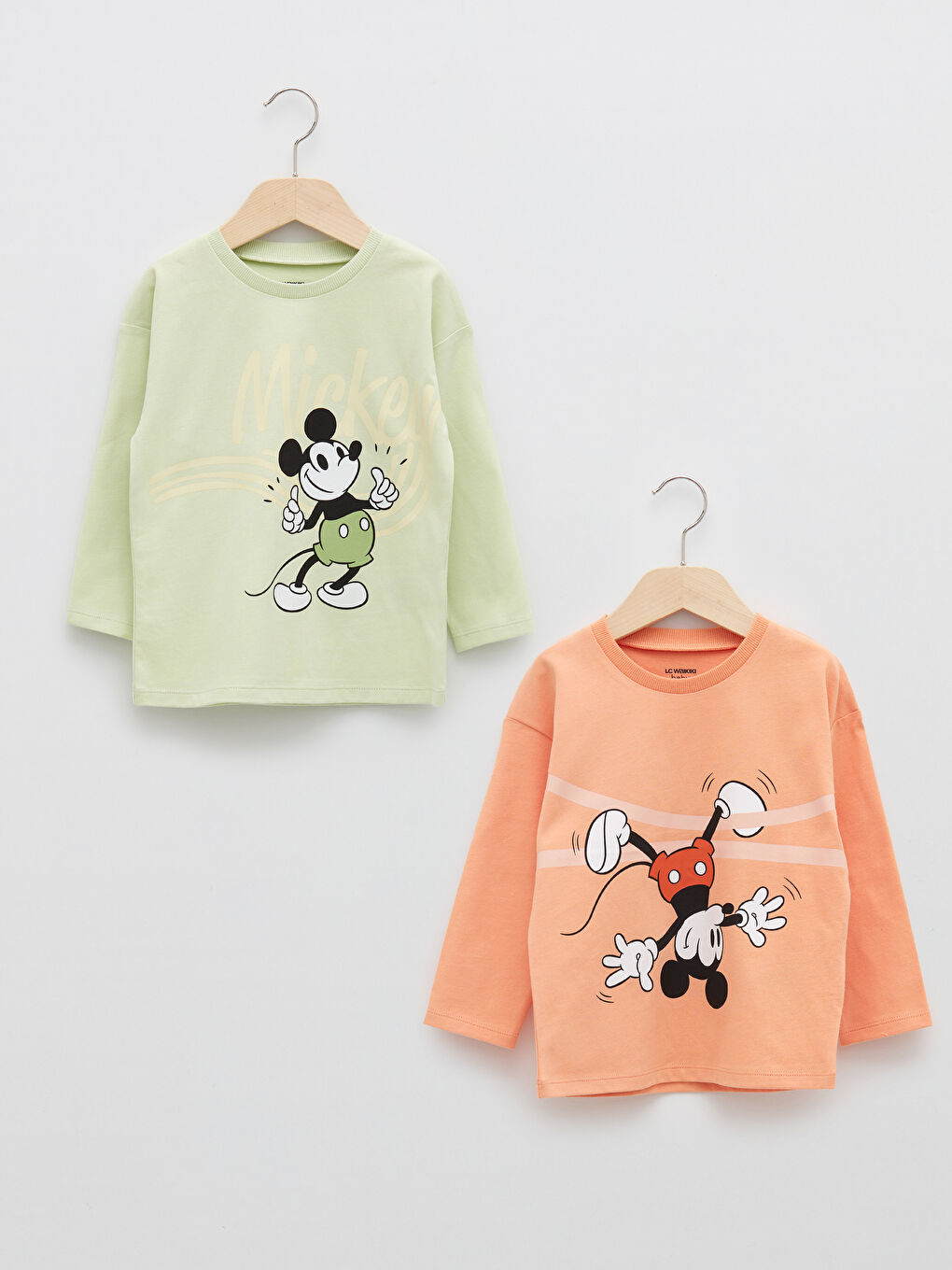 LCW baby Crew Neck Long Sleeve Mickey Mouse Printed Baby Boy T-Shirt 2-Pack -S25356Z1-FVF