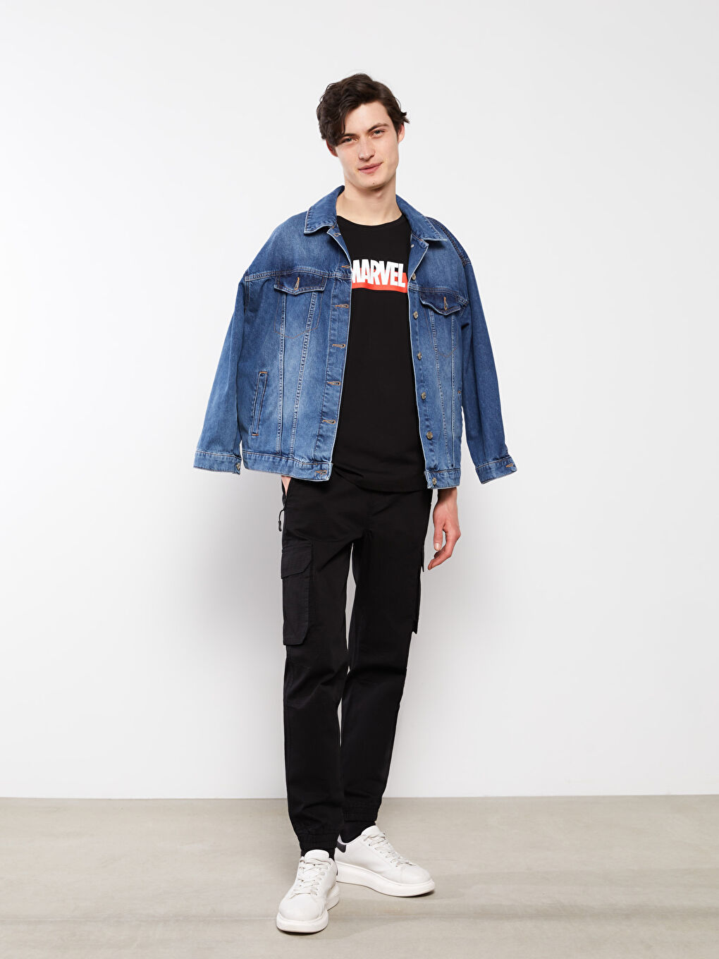 Siyah Standart Kalıp Erkek Kargo Pantolon