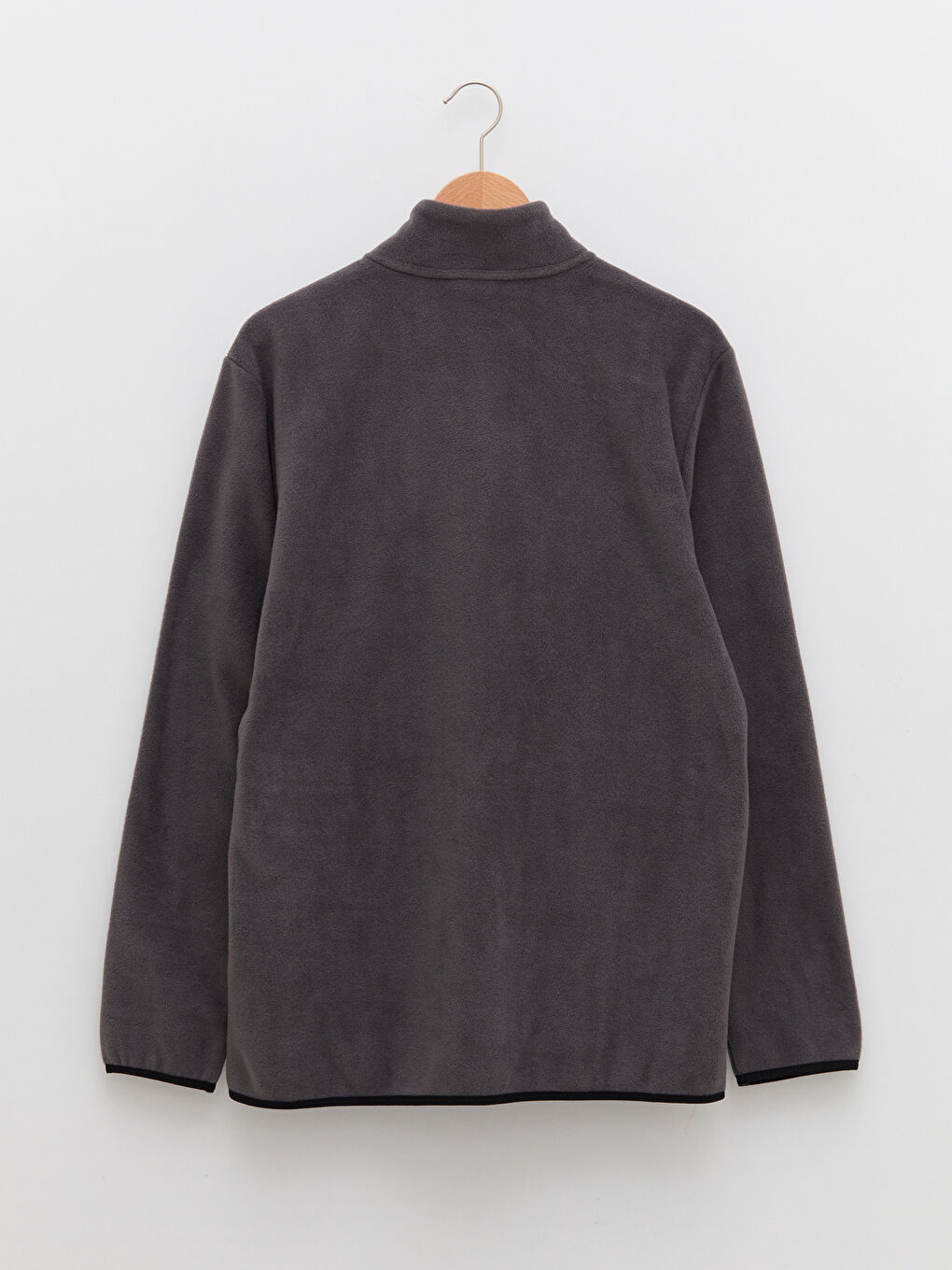 Gri Standart Kalıp Dik Yaka Erkek Polar Hırka-6