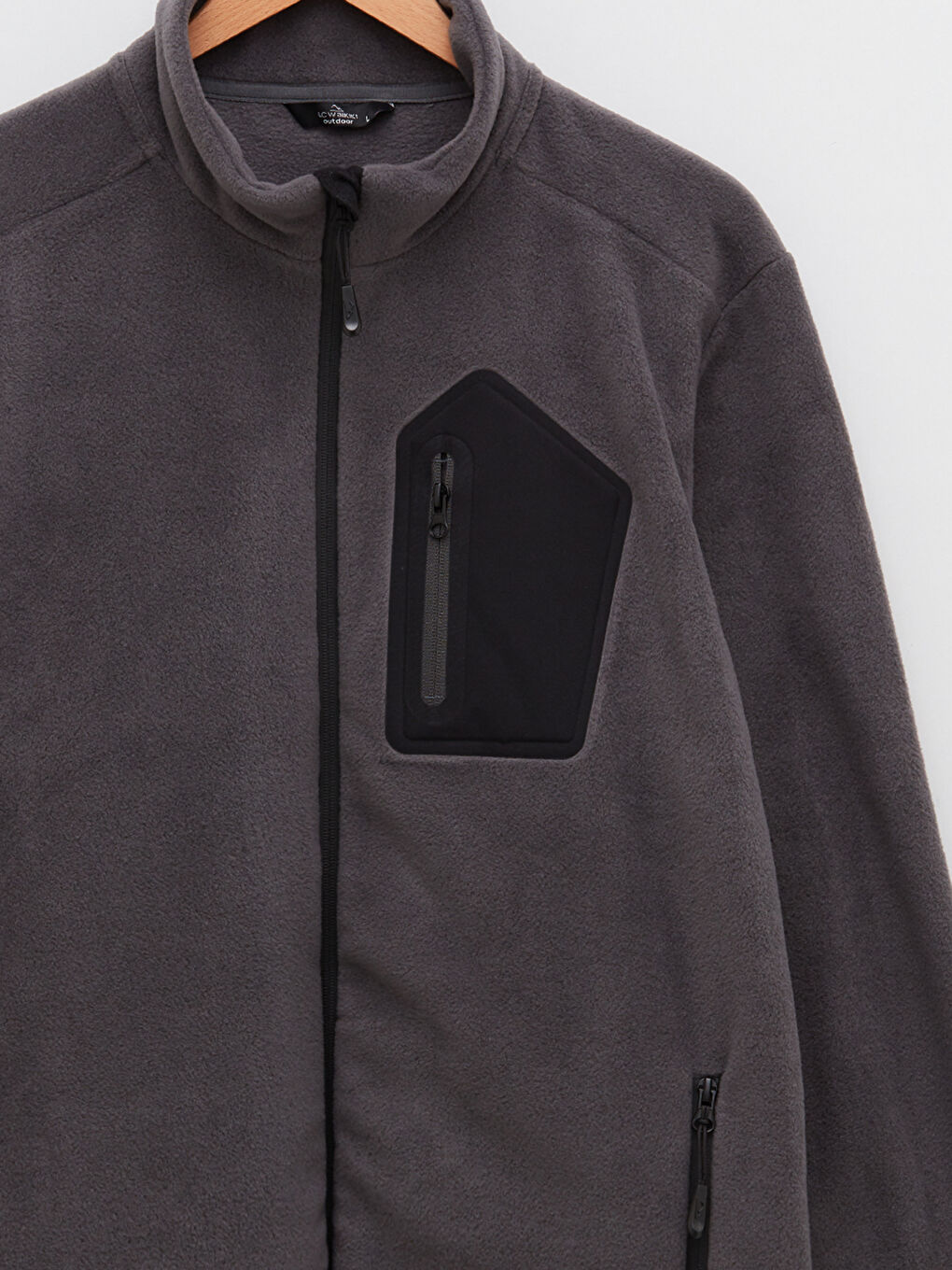 Gri Standart Kalıp Dik Yaka Erkek Polar Hırka-7