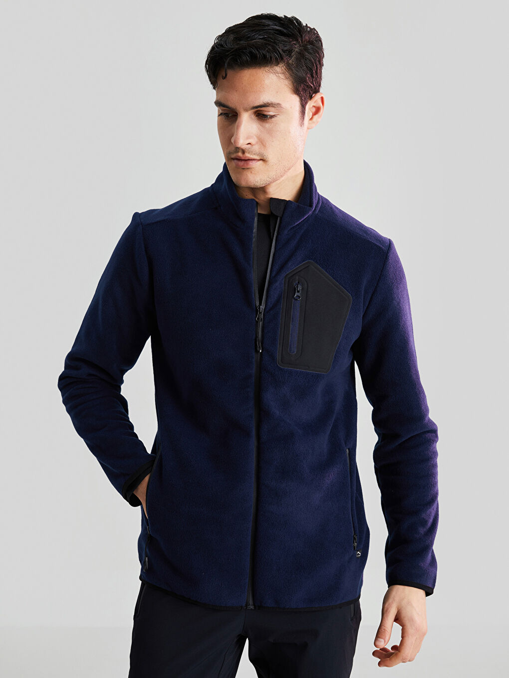LCW OUTDOOR Lacivert Standart Kalıp Dik Yaka Erkek Polar Hırka - 1