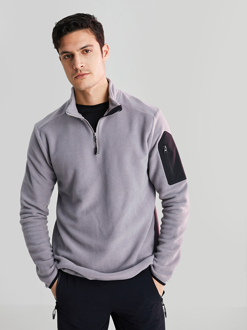 LCW OUTDOOR Funnel Neck Long Sleeve Polar Men's Sweatshirt -S25435Z8-GDU