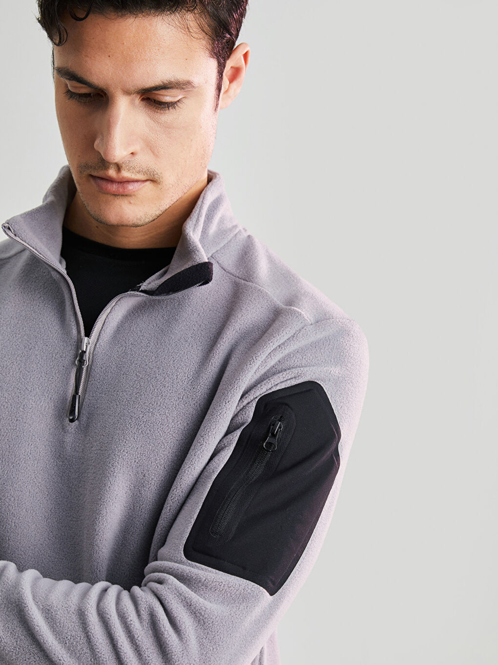 LCW OUTDOOR Funnel Neck Long Sleeve Polar Men's Sweatshirt -S25435Z8-GDU