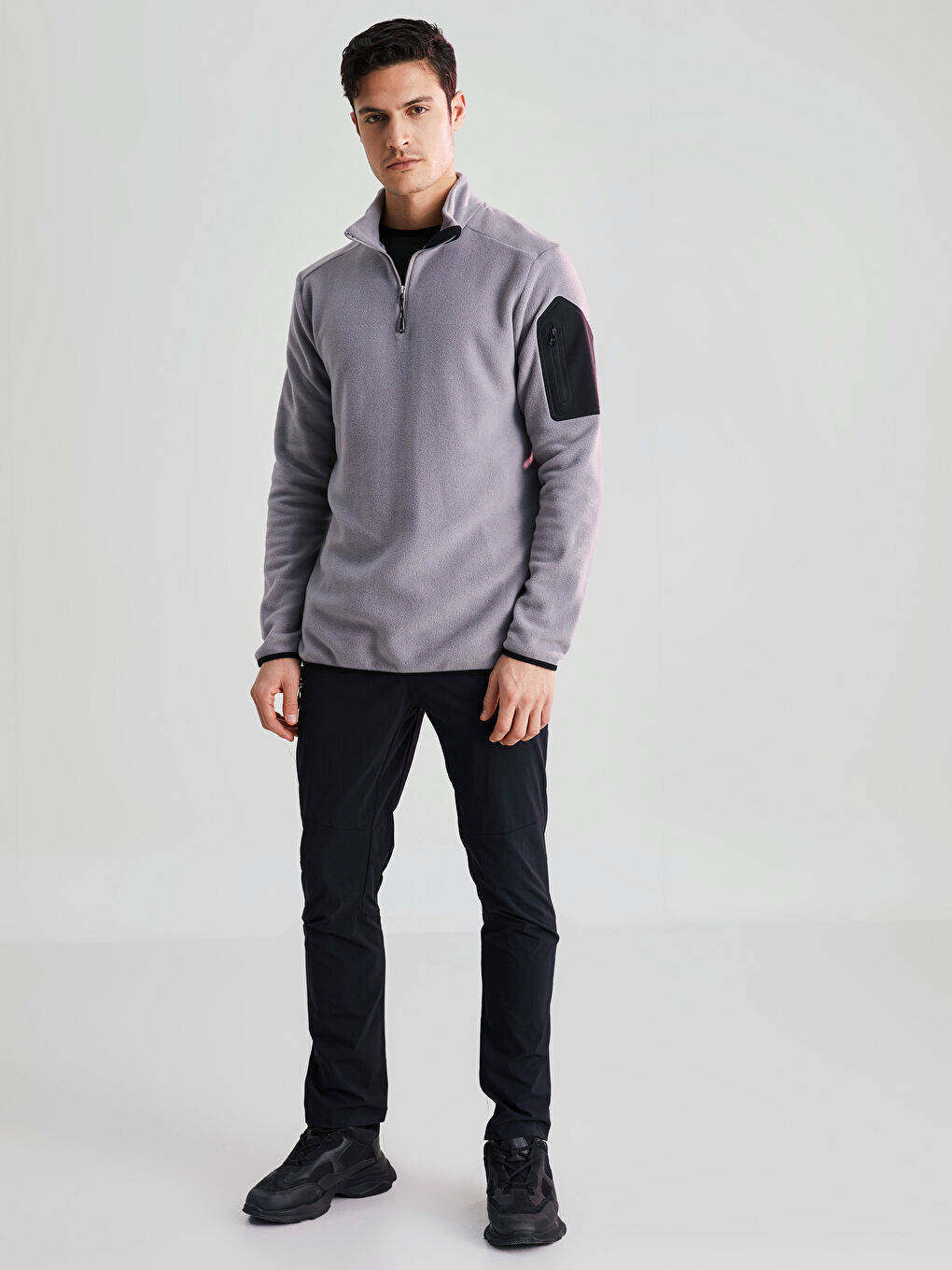 LCW OUTDOOR Funnel Neck Long Sleeve Polar Men's Sweatshirt -S25435Z8-GDU