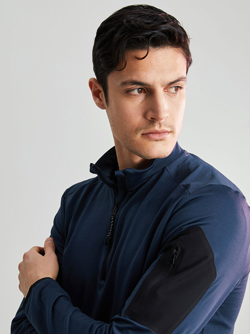 Slim Fit Stand Up Collar Long Sleeve Men's Sweatshirt