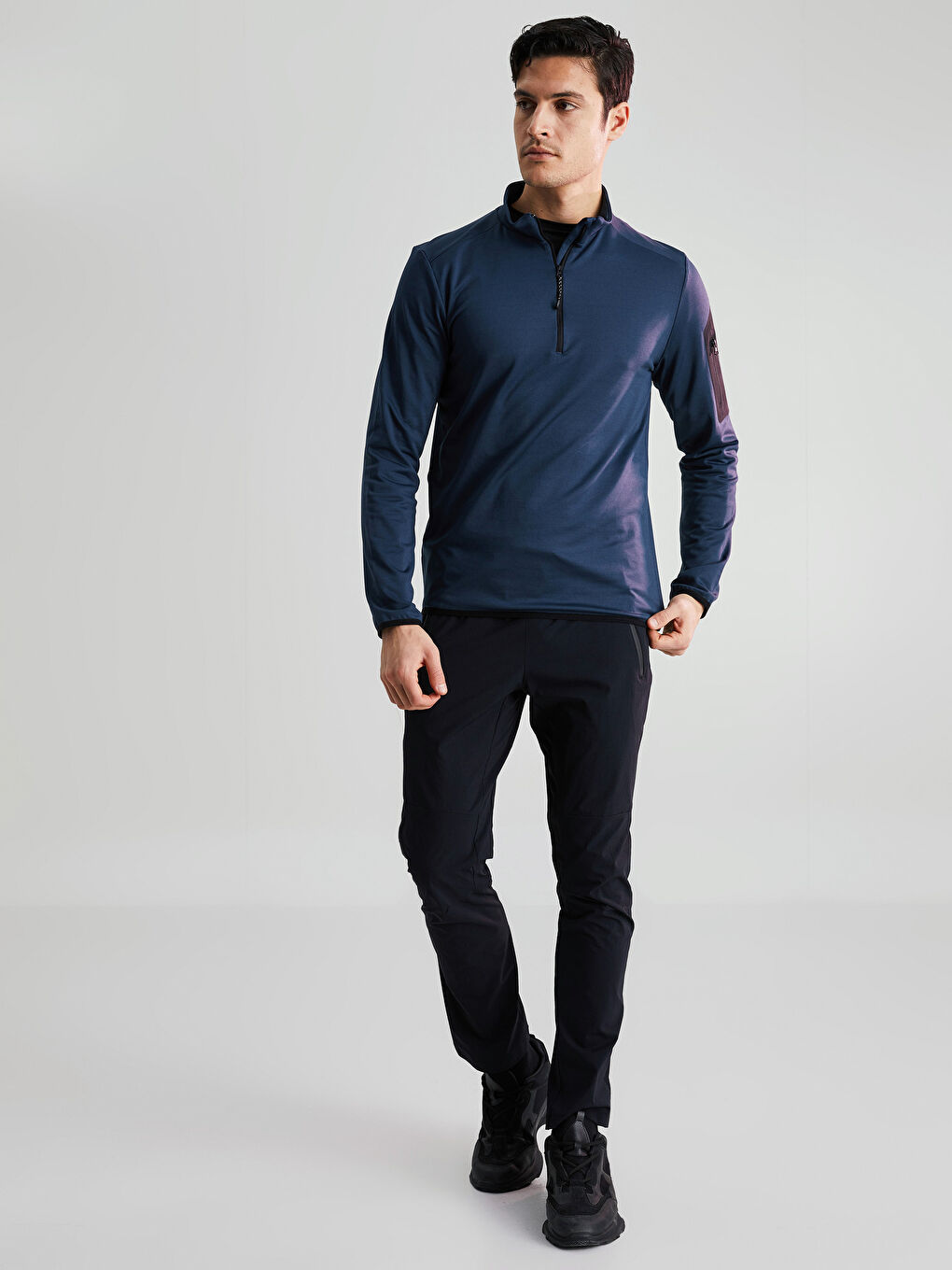 Slim Fit Stand Up Collar Long Sleeve Men's Sweatshirt-2