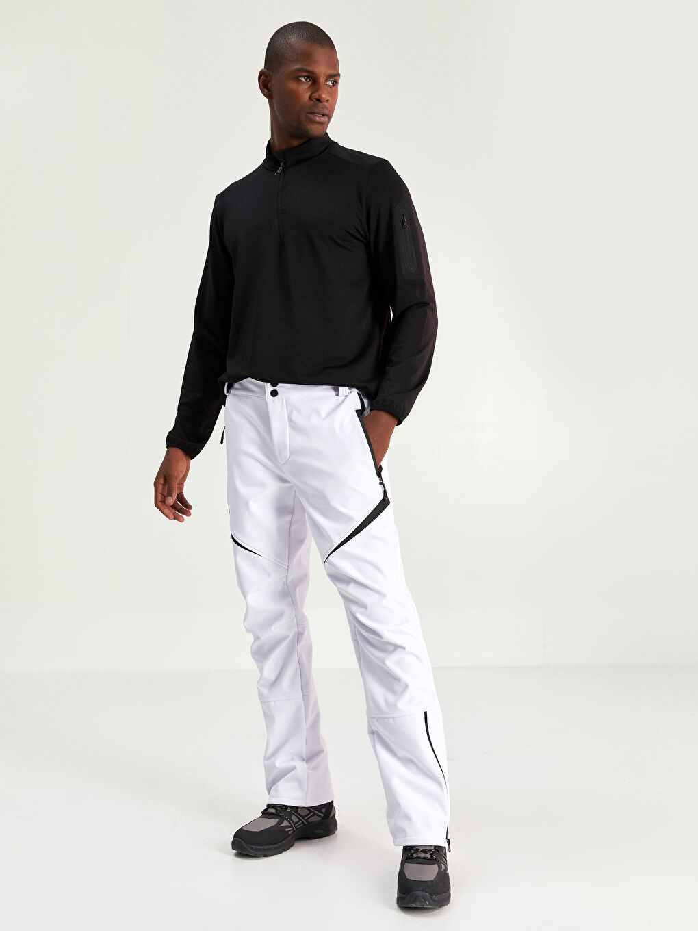 Siyah Dik Yaka Uzun Kollu İnce Erkek Sweatshirt-3