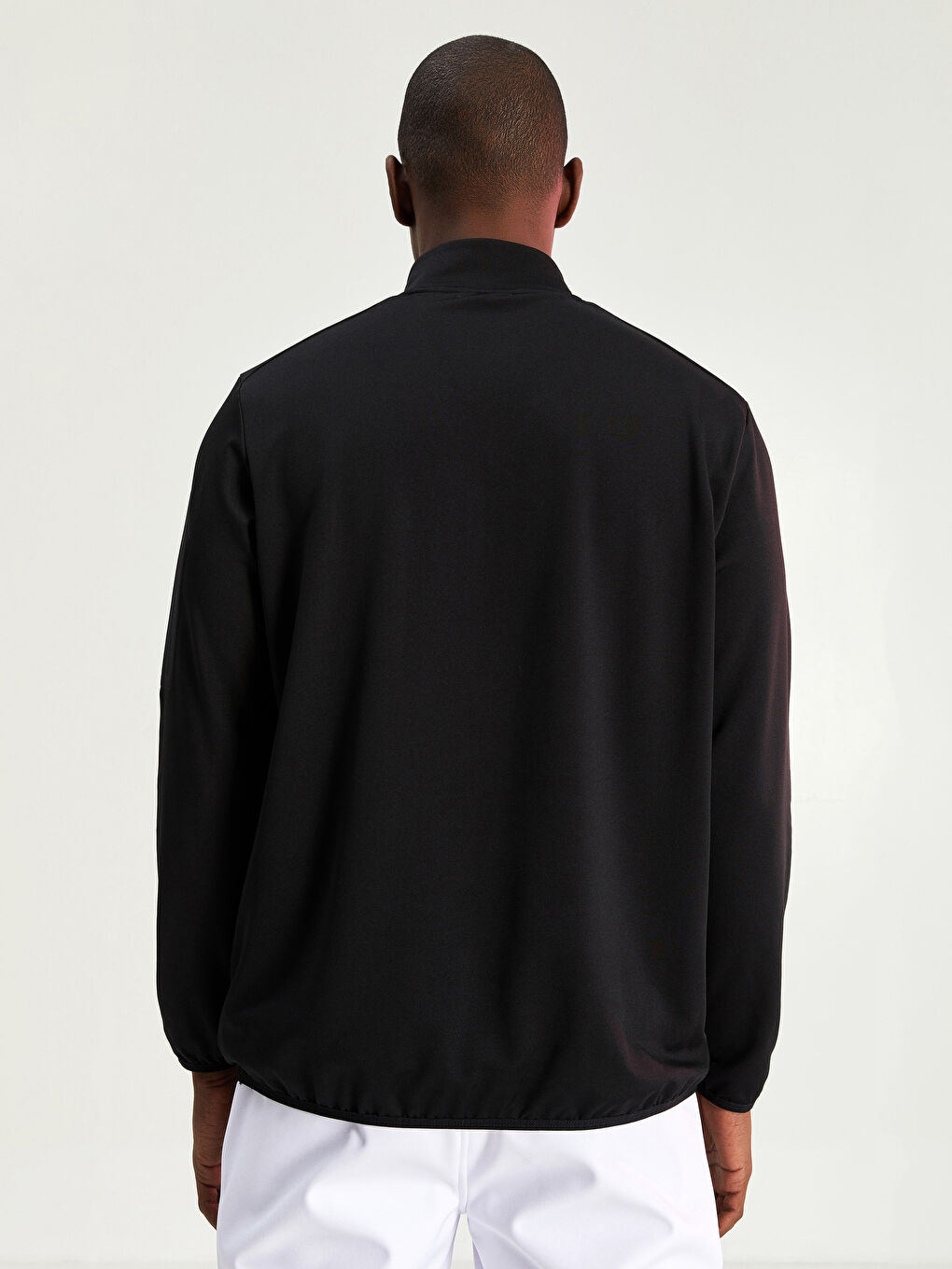 Siyah Dik Yaka Uzun Kollu İnce Erkek Sweatshirt-4