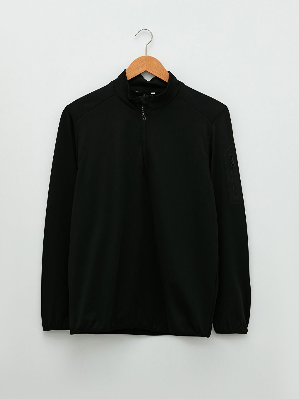 Siyah Dik Yaka Uzun Kollu İnce Erkek Sweatshirt-5