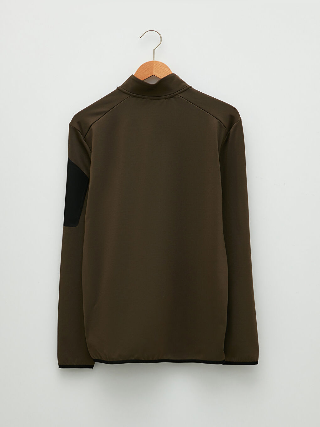 Haki Dik Yaka Uzun Kollu İnce Erkek Sweatshirt-6