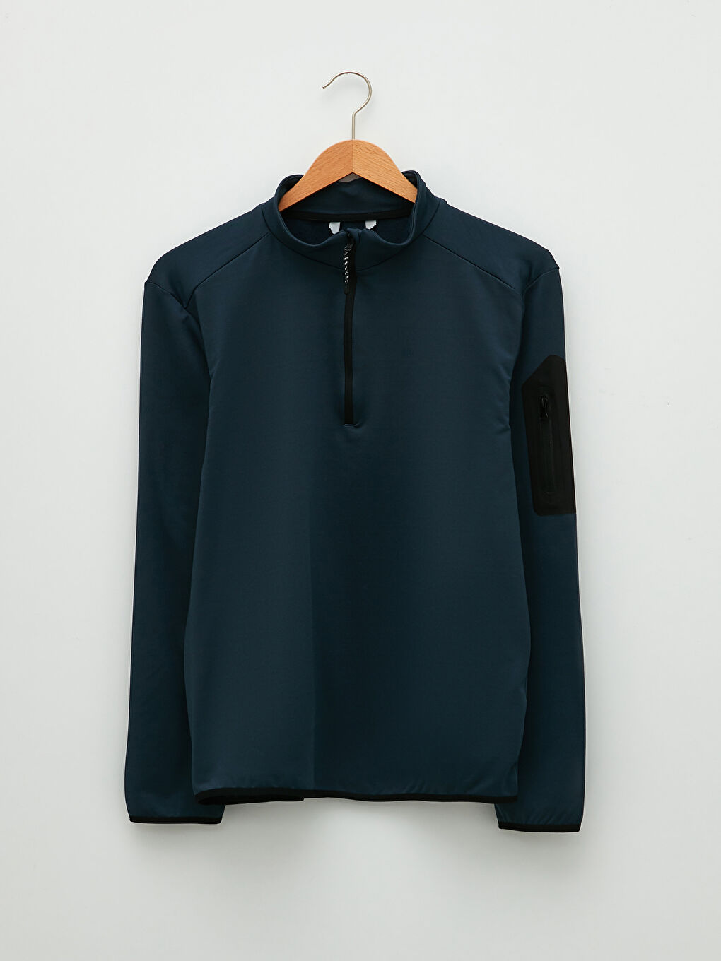 Lacivert Dik Yaka Uzun Kollu İnce Erkek Sweatshirt-6