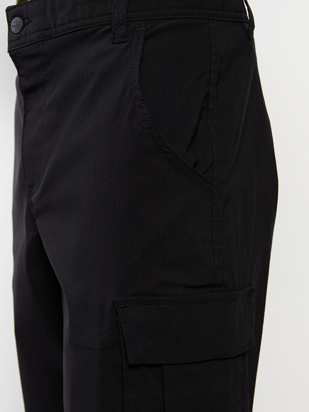 Siyah Standart Kalıp Erkek Kargo Pantolon-4
