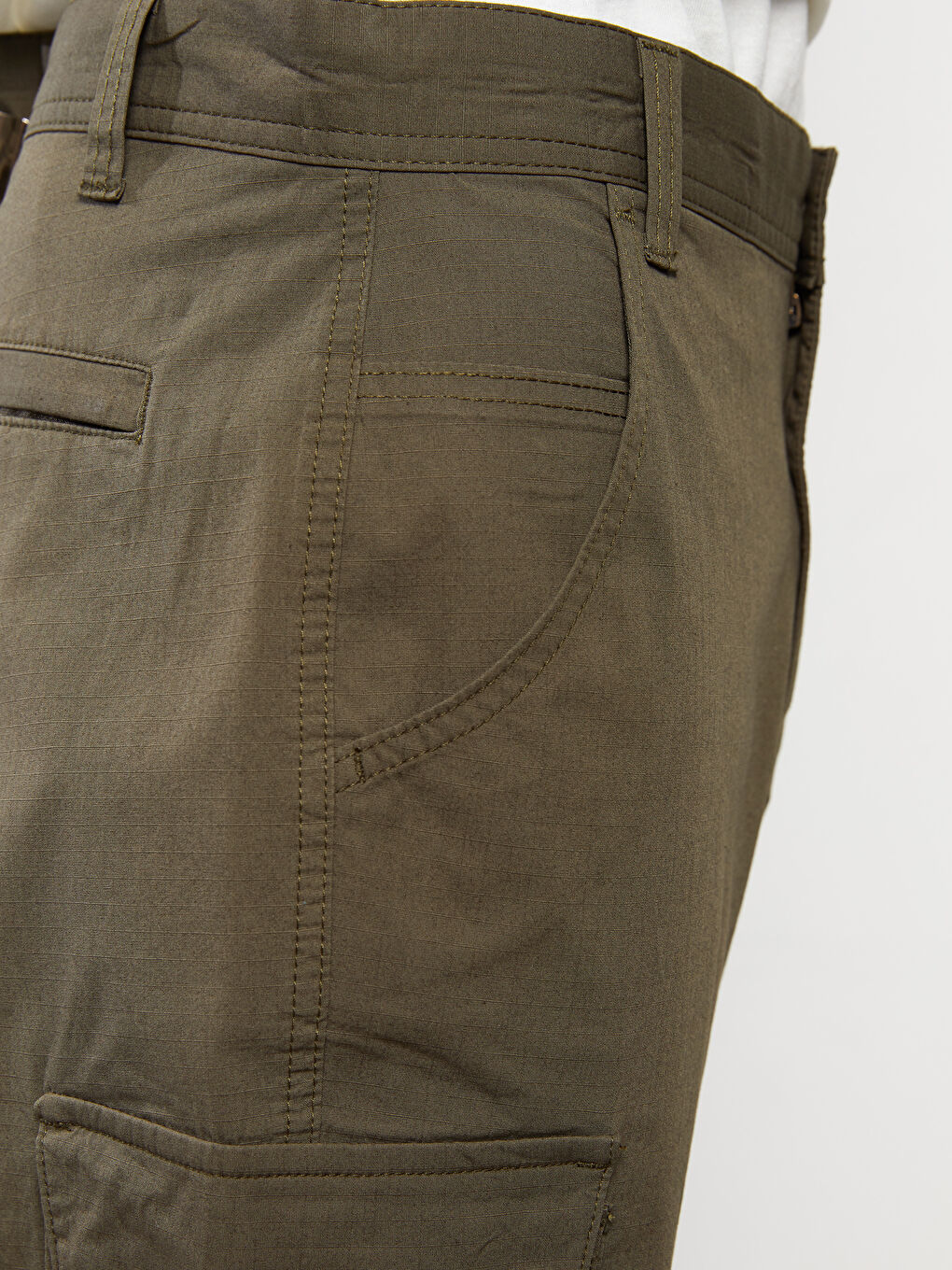 Haki Standart Kalıp Erkek Kargo Pantolon-4