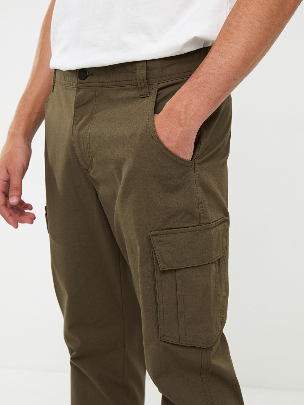 Haki Standart Kalıp Erkek Pantolon-3