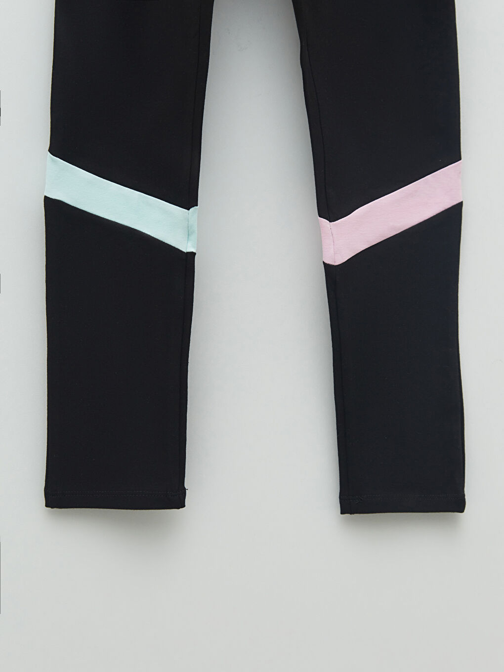 بنطلون ضيق طويل للبنات من القطن بخصر مطاطي وكتلة الألوان-2