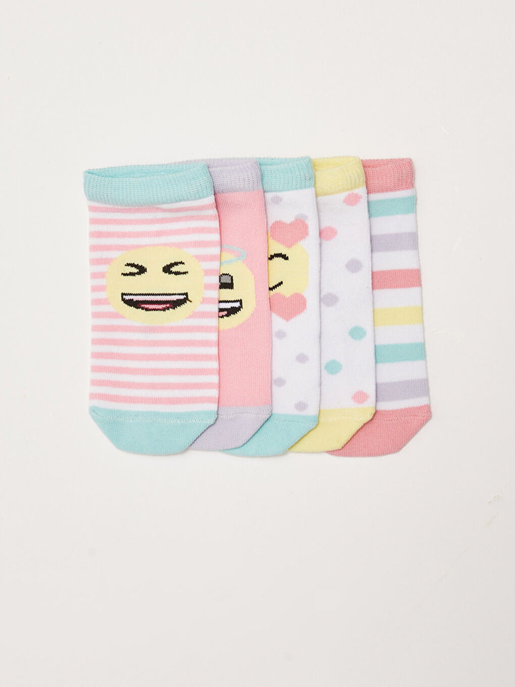 LCW Kids Emoji Gemusterte Mädchen Sneaker-Socken 5er-Pack -S25453Z4-J1L