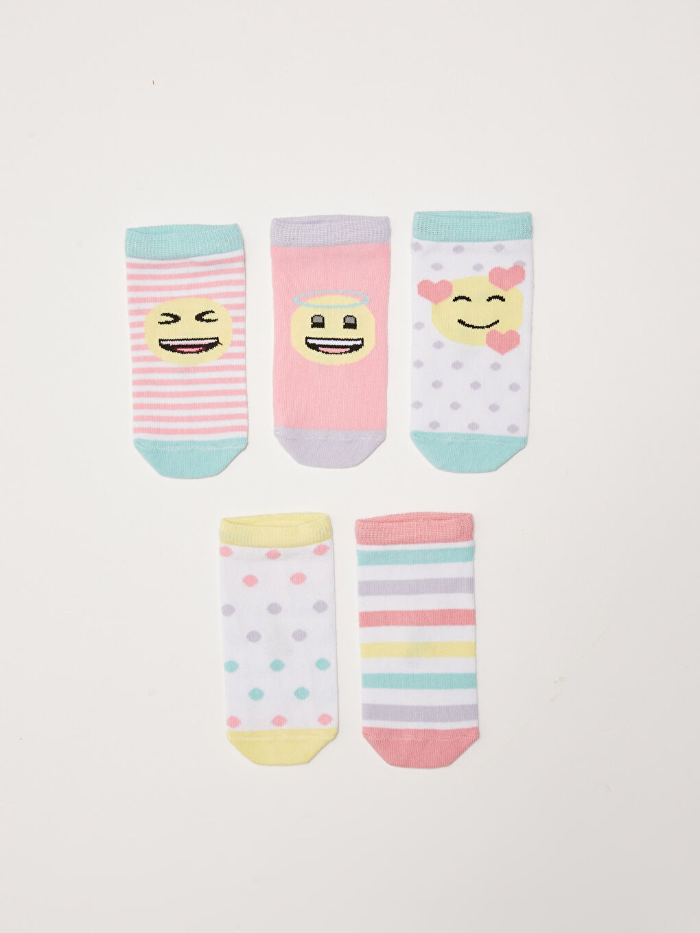 LCW Kids Emoji Gemusterte Mädchen Sneaker-Socken 5er-Pack -S25453Z4-J1L