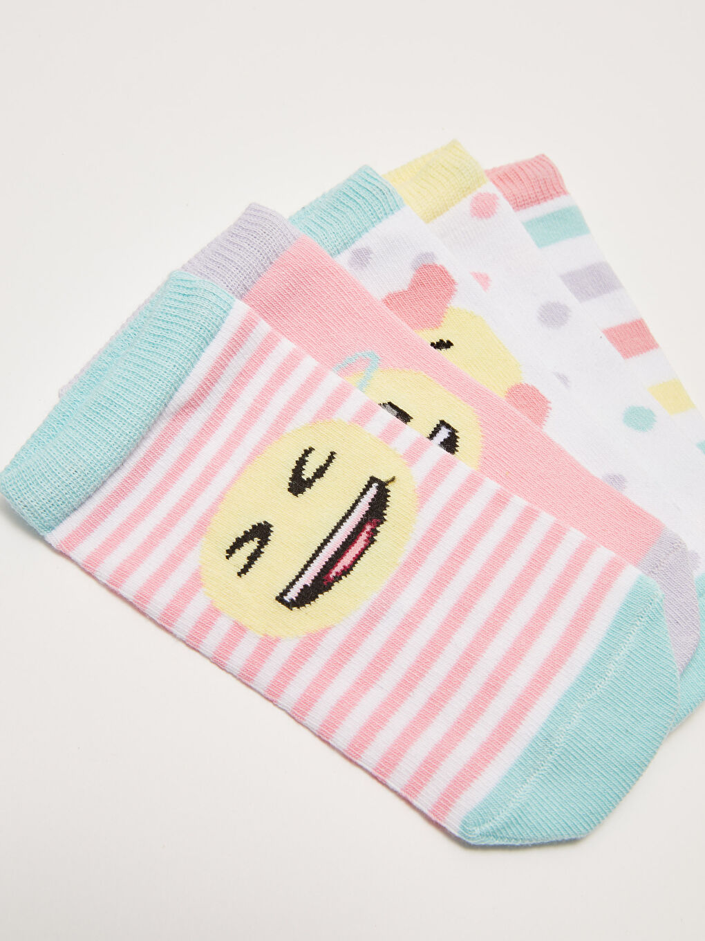 LCW Kids Emoji Gemusterte Mädchen Sneaker-Socken 5er-Pack -S25453Z4-J1L