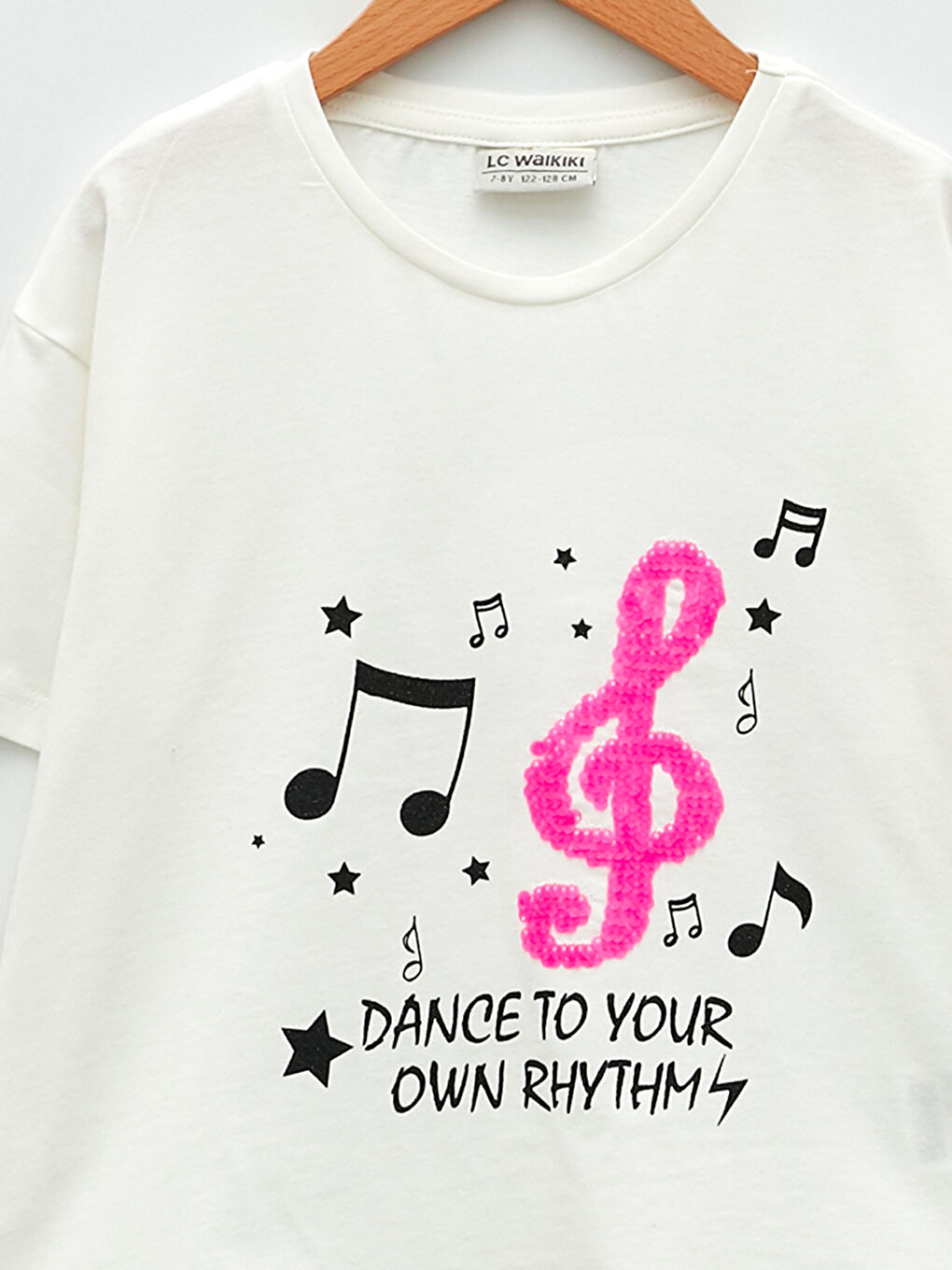 Crew Neck Printed Sequined Short Sleeve Girls' T-Shirt-2