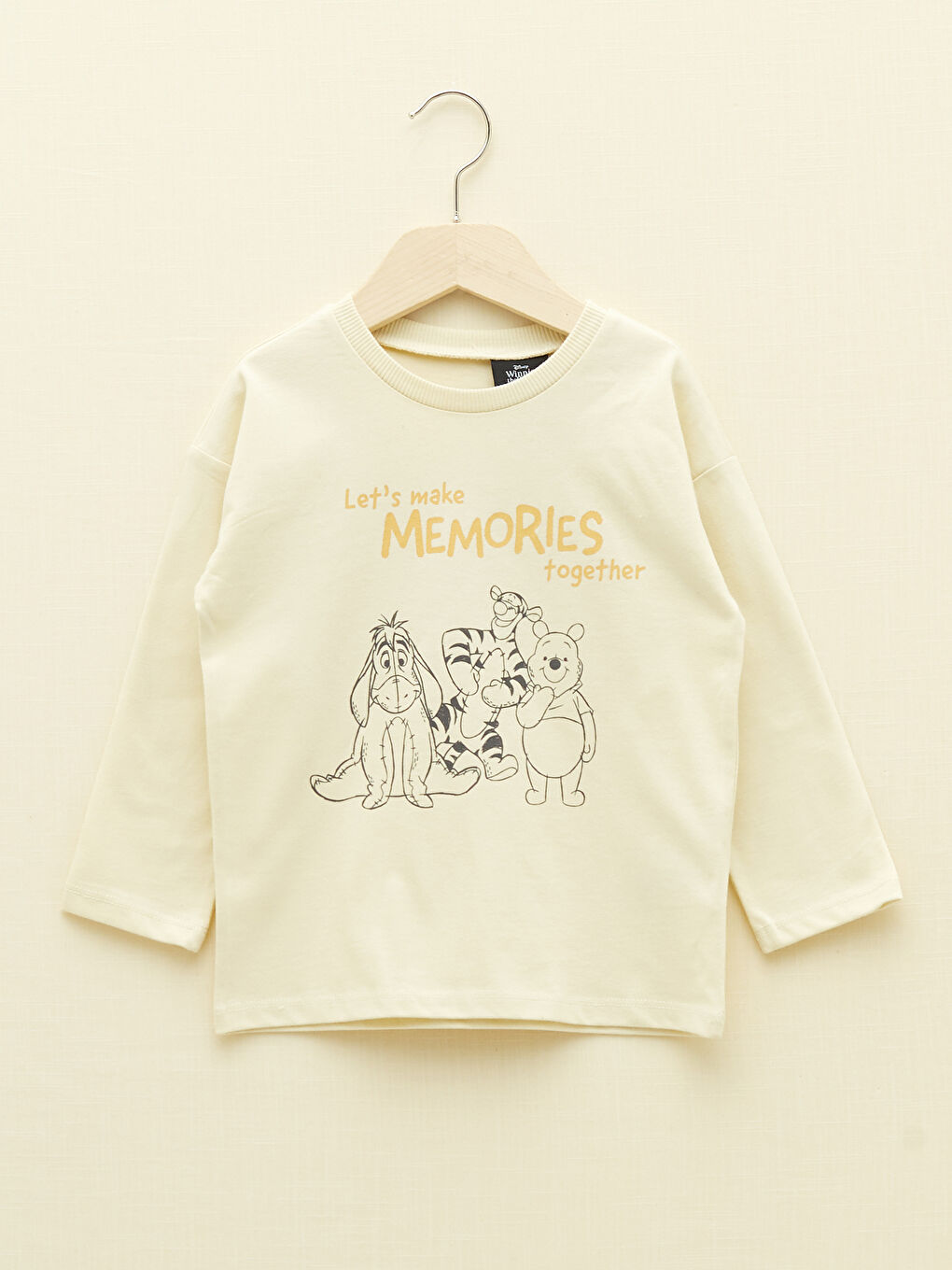 Crew Neck Long Sleeve Winnie the Pooh Printed Baby Boy T-Shirt