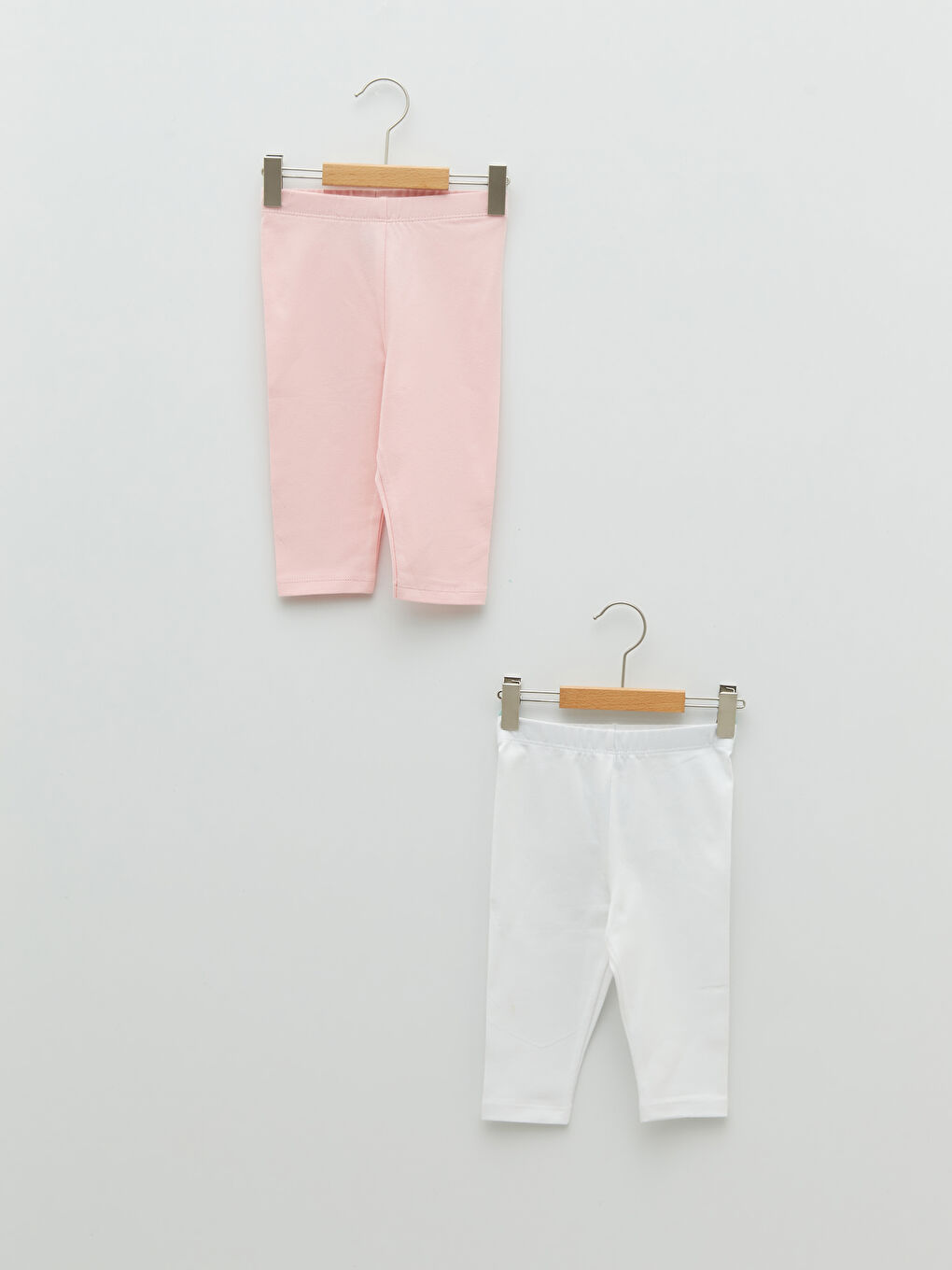 Elastic Waist Basic Cotton Baby Girl 3/4 Length Tights 2 Pack