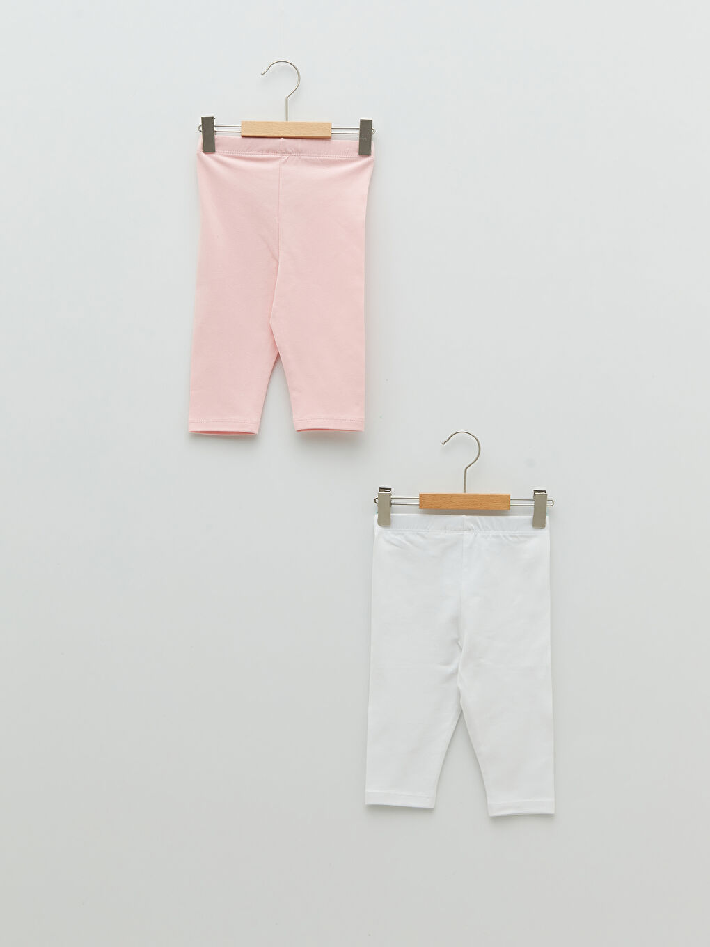 Elastic Waist Basic Cotton Baby Girl 3/4 Length Tights 2 Pack-1