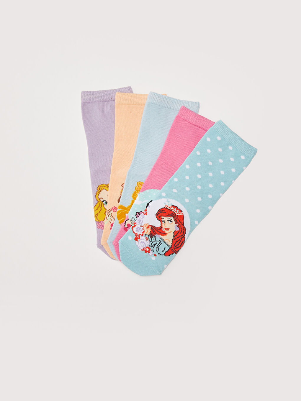 جوارب بنات مطبوع عليها أميرات ديزني - ٥ قطع
