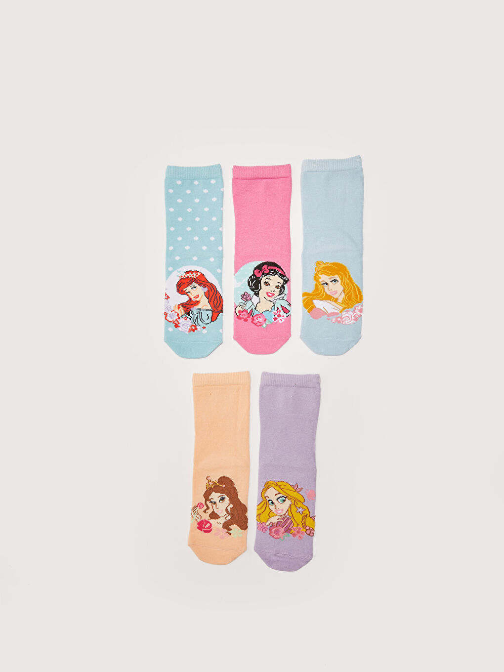 جوارب بنات مطبوع عليها أميرات ديزني - ٥ قطع-1
