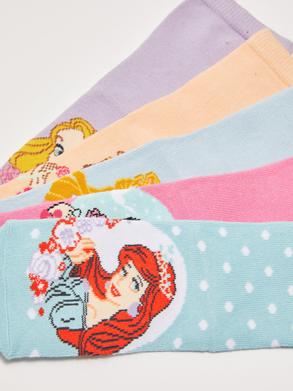 جوارب بنات مطبوع عليها أميرات ديزني - ٥ قطع-2