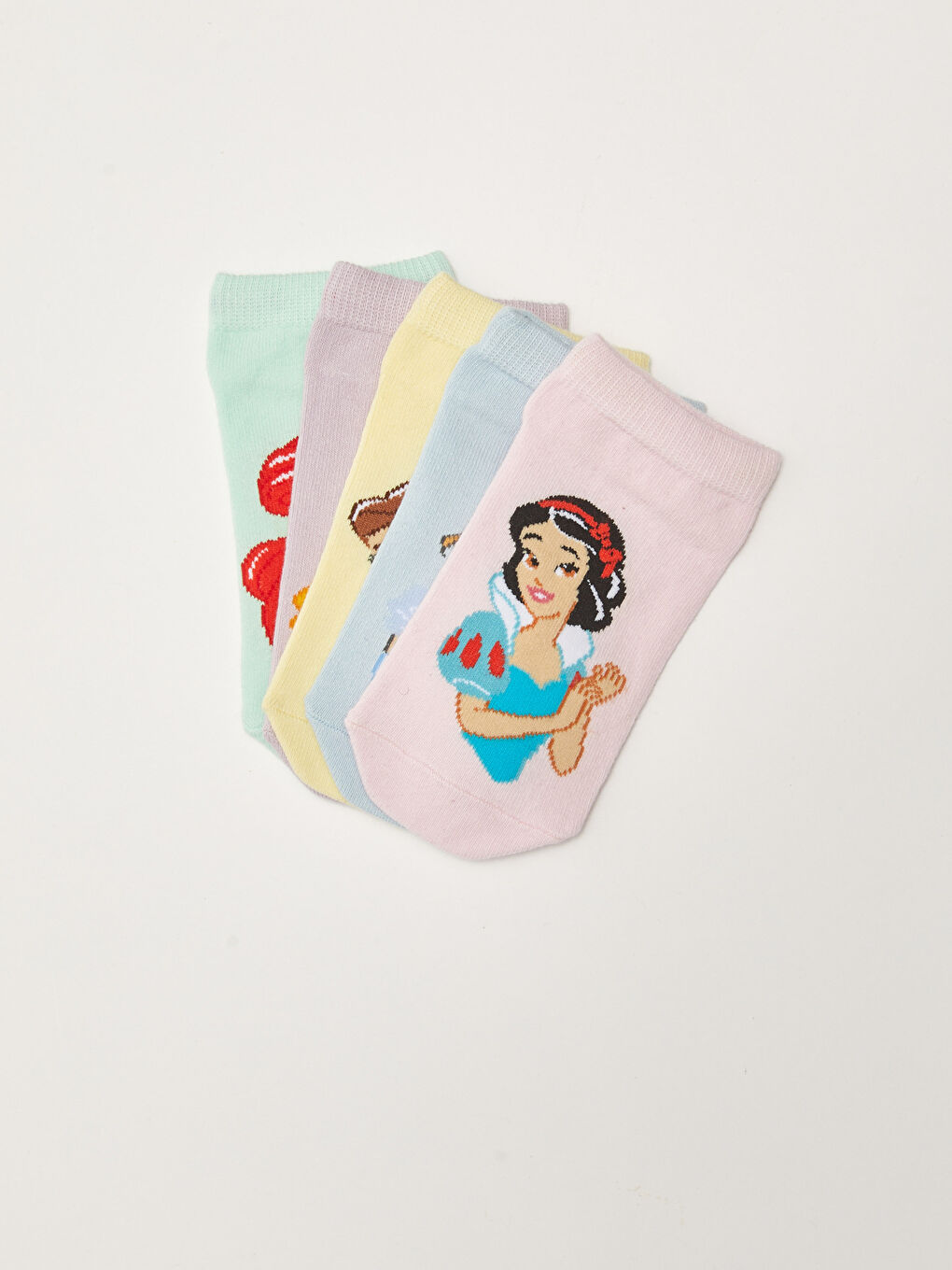 Disney Princess Patterned Girl's Booties Socks 5 Pack